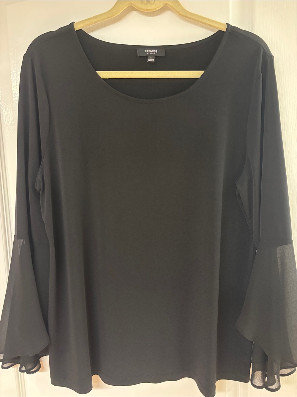 Premise Black Sheer Bell Sleeve Tunic